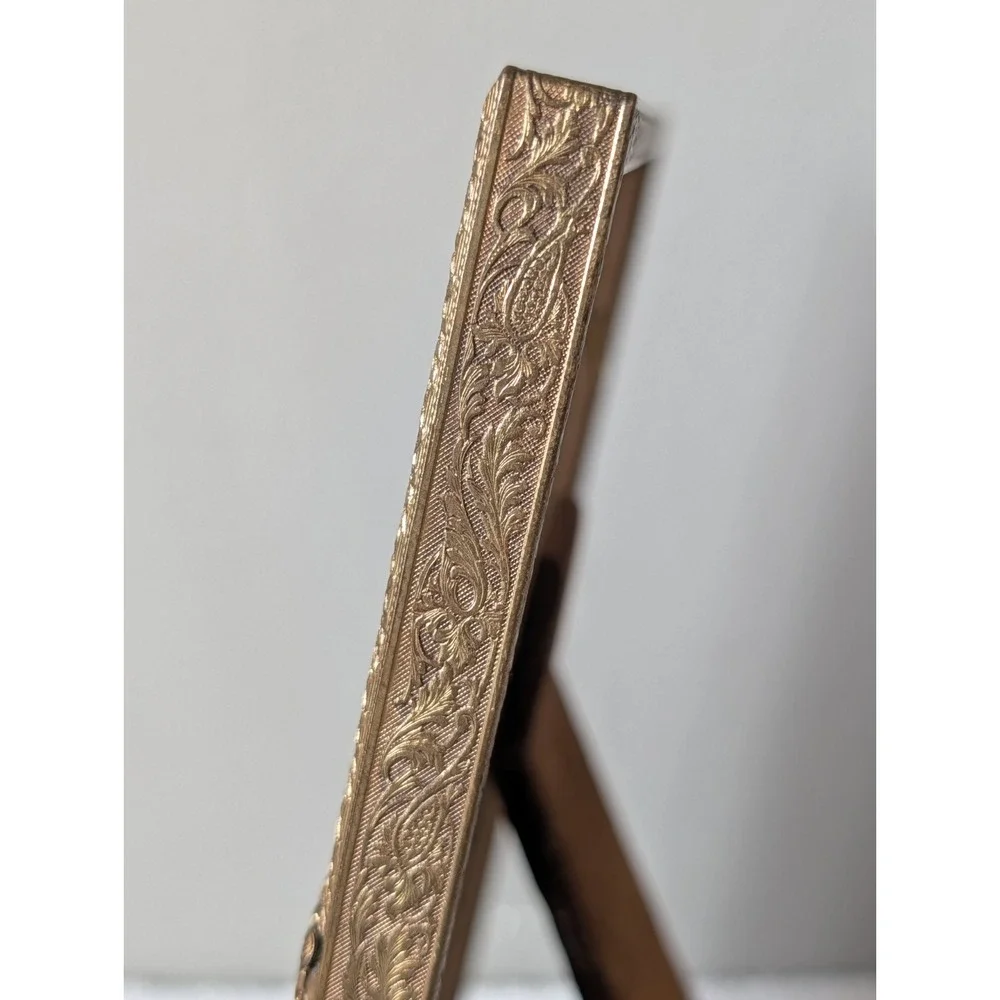 Vintage Arch Gold-Tone Filigree Metal Photo Frame Velvet Back Easel 8 X 10
